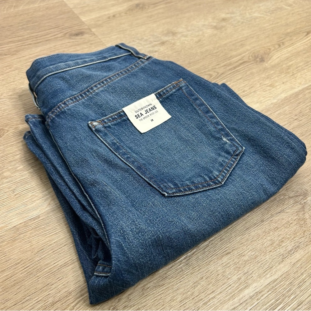 NWT Outerknown 100% Organic Cotton The Brook Wide Leg Sea Jean